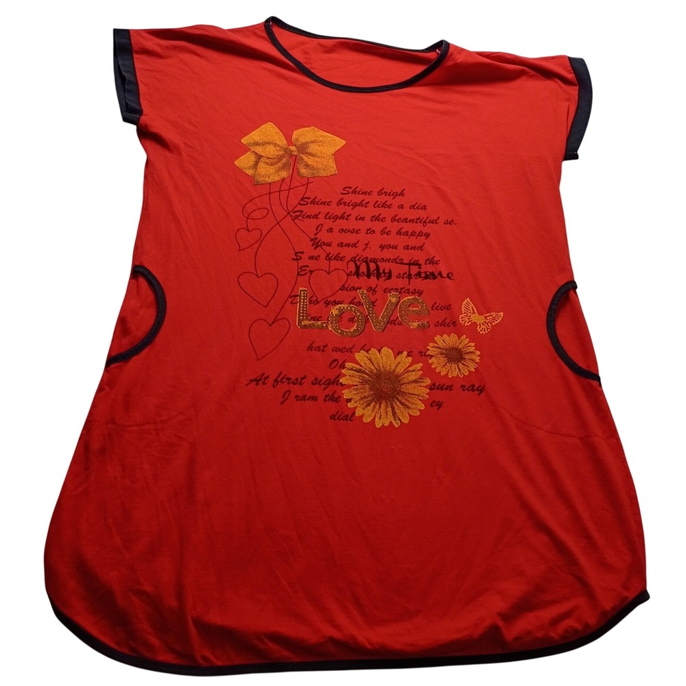 Unbranded Tunic Top Women's Love Graphic Sunflowers Red One Size Casual Shirt